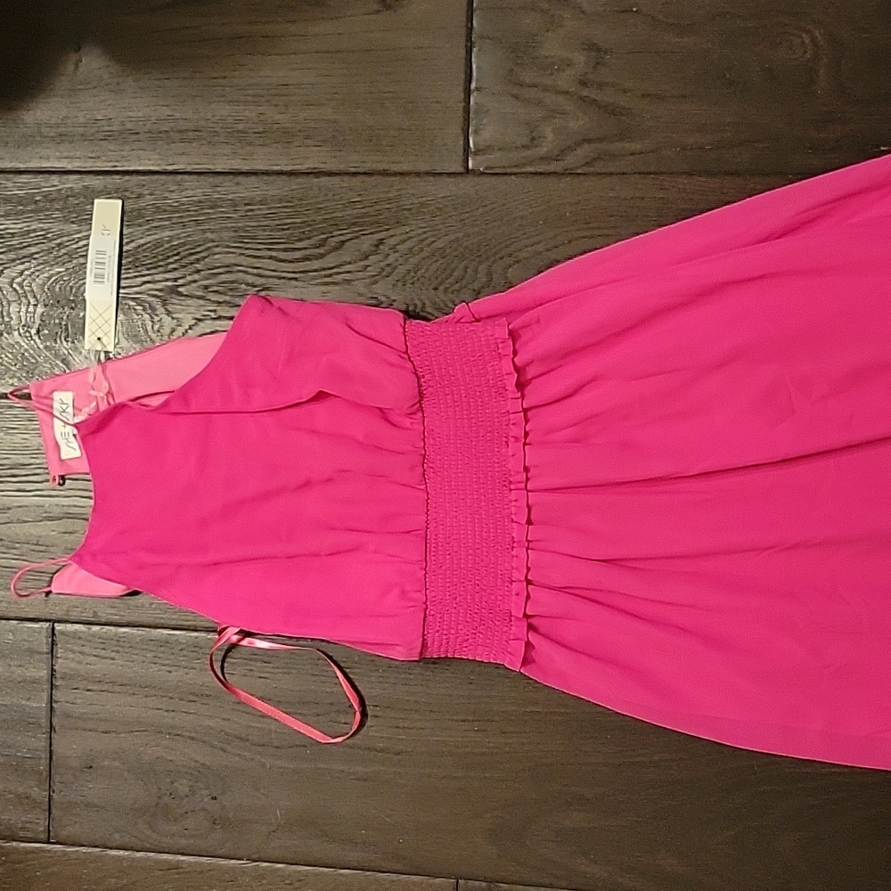 Sleeveless high neck pink maxi dress